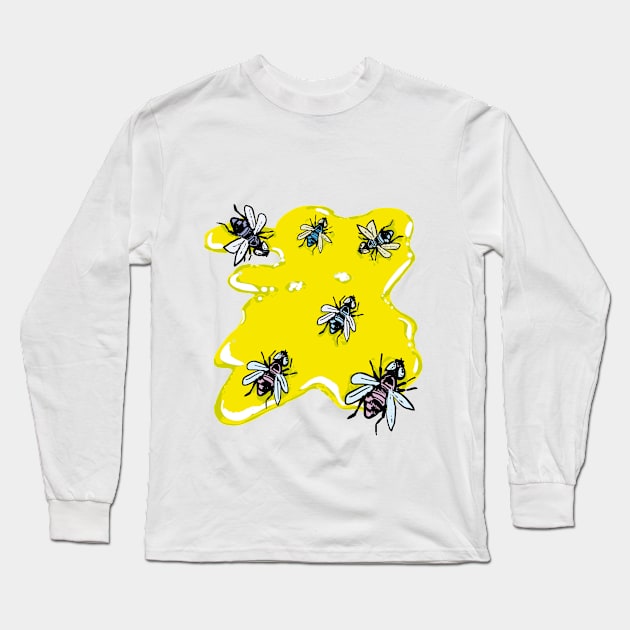 The festival of flies on yellow ! Long Sleeve T-Shirt by emalandia